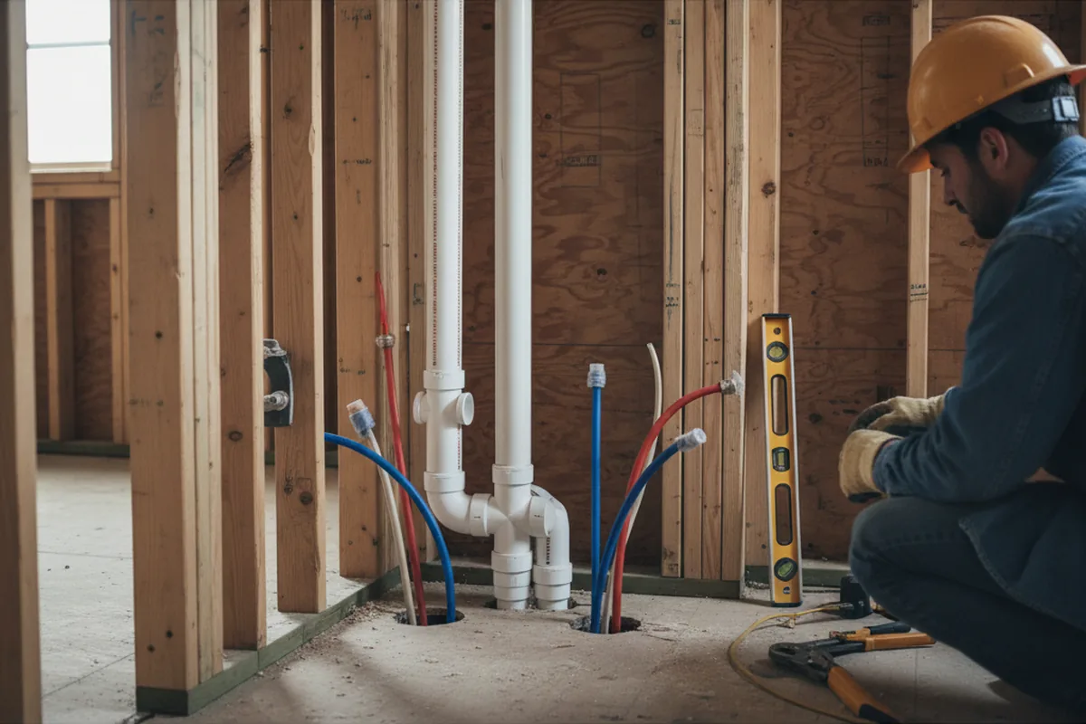 Drain and supply rough-in during Drain Cleaning in Hubert